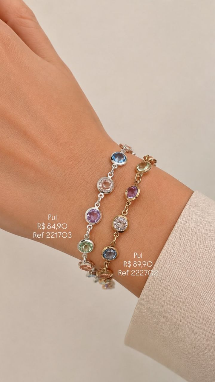Pulseira Cristais Ródio